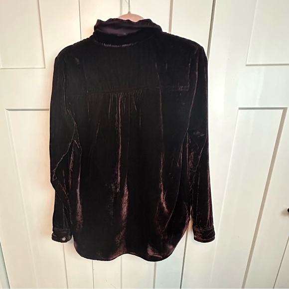 Anthropologie Maeve Deep Purple Velvet Shirt - Picture 5 of 8